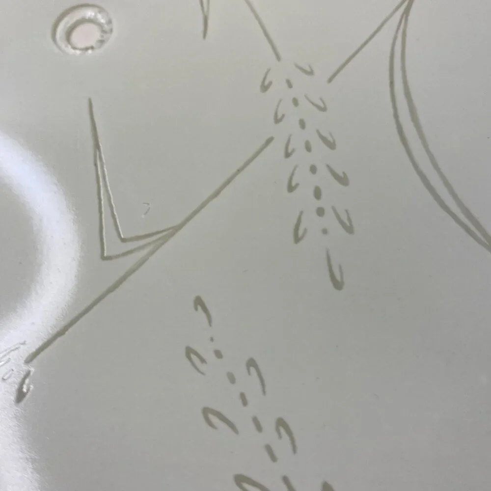 Vintage Frosted Glass Square Light Fixture Cover Etched Abstract Wheat Design